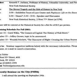 Announcements, 2001-09-24. ...
