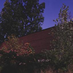 Exterior view, with people ...
