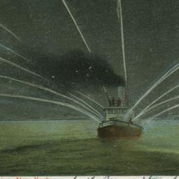 Fire-boat in Action, New York.
