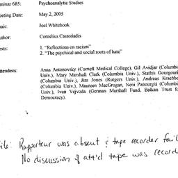 Minutes, 2005-05-02. Psycho...