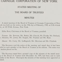 Board Meeting, 2/19/1930