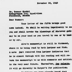 Letter from Charles Dollard...