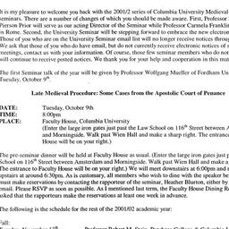 Announcements, 2001-10-09. ...