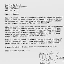 Letter from Ordway Tead to ...