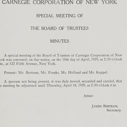 Board Meeting, 4/10/1929
