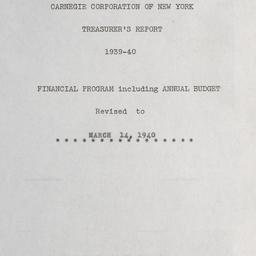 Treasurer's Report, 193...