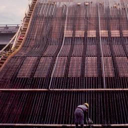 Construction view, rebar fo...