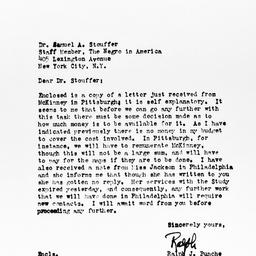 Letter from Ralph J. Bunche...