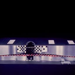 Model, entrance facade.