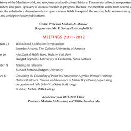 Schedules, Arabic Studies, ...