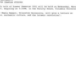 Announcements, 2001-03-28. ...