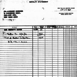 Royalty statement from Harp...