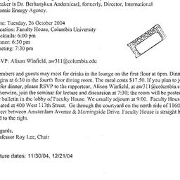 Announcements, 2004-10-26. ...