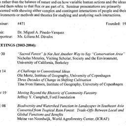 Schedules, Ecology and Cult...
