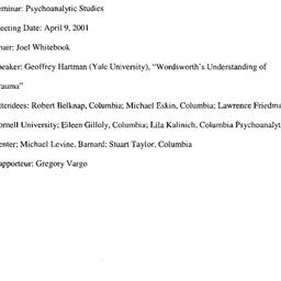 Minutes, 2001-04-09. Psycho...