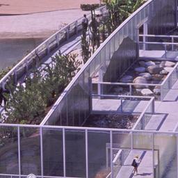 Aerial view, pedestrians on...