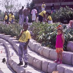 Children on terraced landsc...