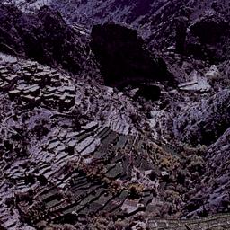 Aerial view, hilltop settle...
