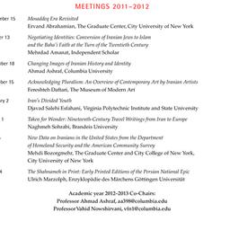 Schedules, Iranian Studies,...