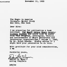 Letter from Daniel W. Wynn ...