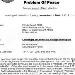 Announcements, 2002-11-02. ...