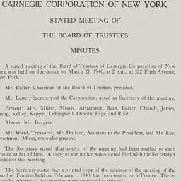 Board Meeting, 3/21/1940