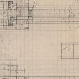 First floor plan, north ele...
