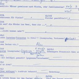 Western questionnaire, answ...