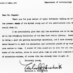 Letter from Melville J. Her...