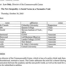 Minutes, 2003-10-30. Politi...