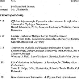 Schedules, Genetic Epidemio...
