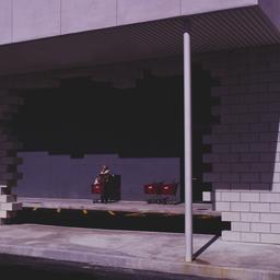 View through layered facade...