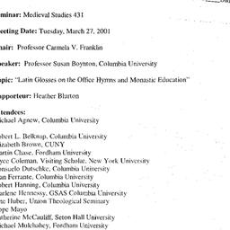 Announcements, 2001-03-27. ...