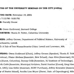 Minutes, 2001-11-19. The Ci...