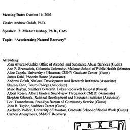 Minutes, 2003-10-16. Drugs ...