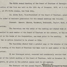 Board Meeting, 11/18/1915