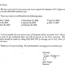 Correspondence, 2001-06-20....