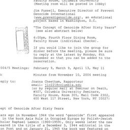 Announcements, 2004-12-08. ...