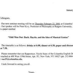 Announcements, 2001-02-22. ...