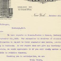 Mercantile Agency. Letter