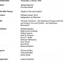 Minutes, 2005-03-09. Death,...