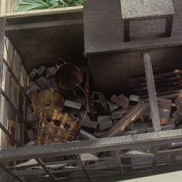 Model, aerial view of debri...
