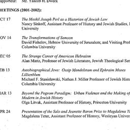 Schedules, Israel and Jewis...