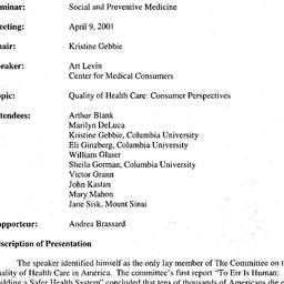 Minutes, 2001-04-09. Social...