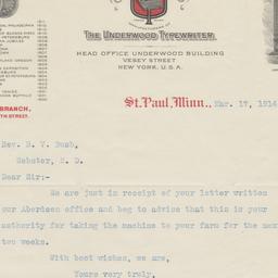 Underwood Typewriter Co. le...