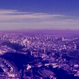 Aerial view of city.