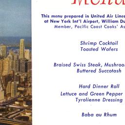 Menu United Air Lines