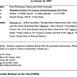 Announcements, 2001-01-16. ...