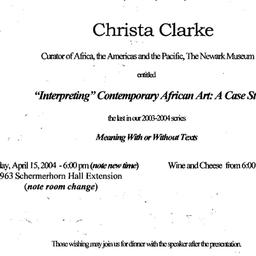 Announcements, 2004-04-15. ...