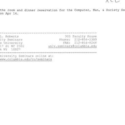Announcements, 2004-04-14. ...